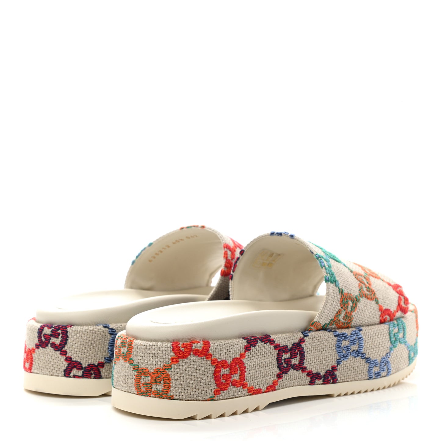Linen Psychedelic Mini GG Monogram Angelina Platform 55mm Slide Sandals 40.5 Multicolor