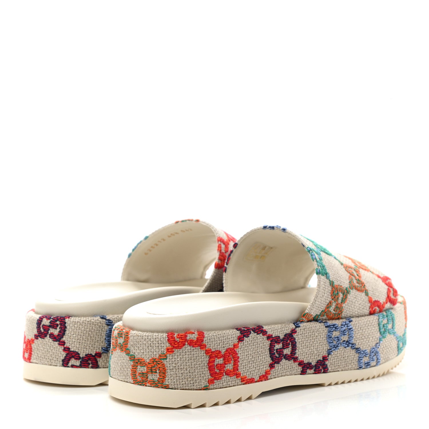 Gucci Linen Psychedelic Mini GG Monogram Angelina Platform 55mm Slide Sandals 40.5 Multicolor 4 of 9