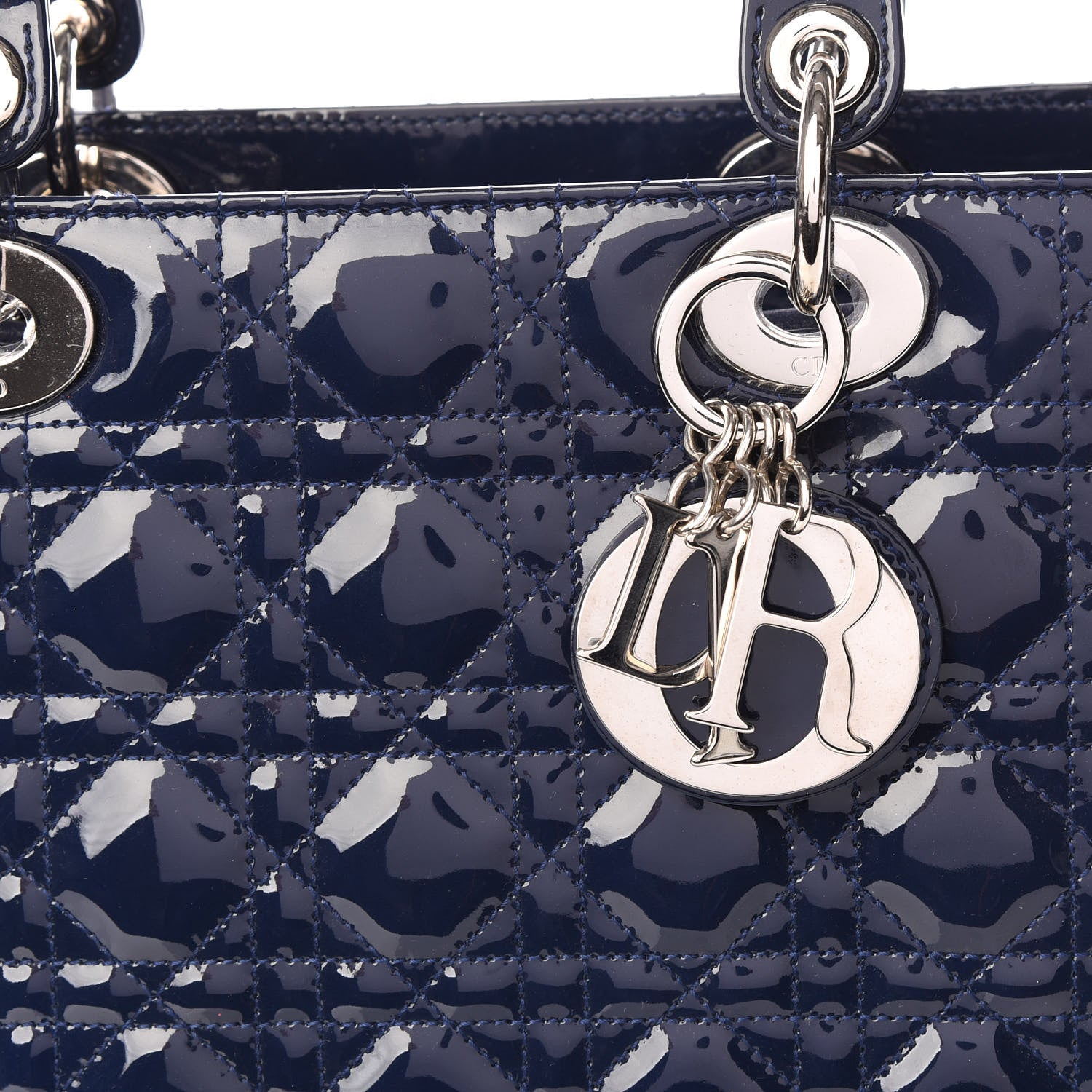 Christian Dior Patent Cannage Medium Lady Dior Navy Blue 8 of 8
