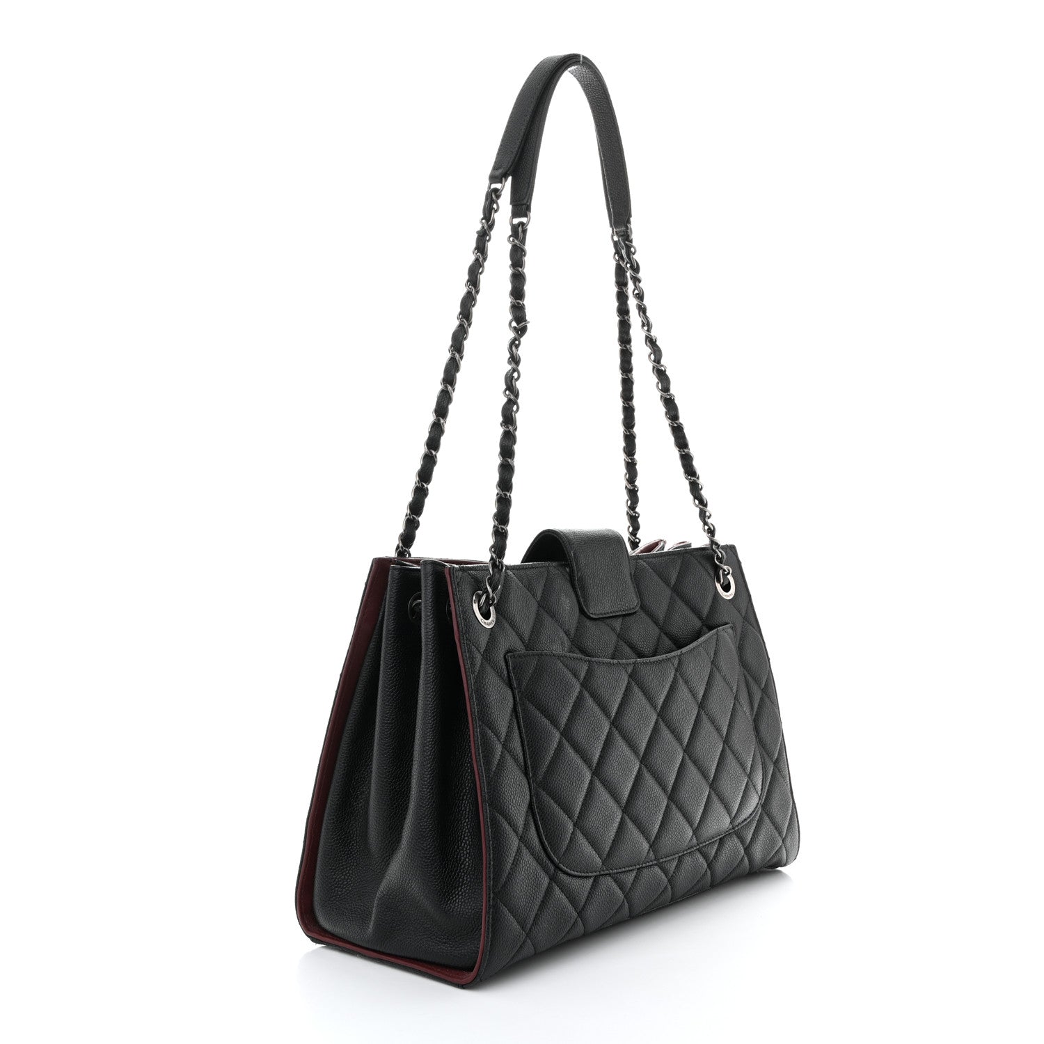 Chanel Caviar Quilted Large CC Accordion Shopping Bag Black 3 of 12