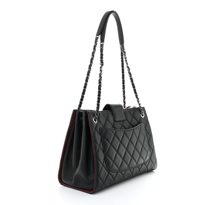 Chanel Caviar Quilted Large CC Accordion Shopping Bag Black 3 of 12