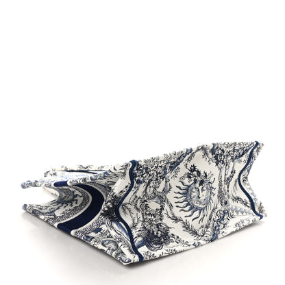 Christian Dior Canvas Embroidered Medium Toile de Jouy Soleil Book Tote Blue Multicolor 4 of 10