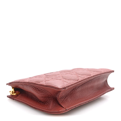 Christian Dior Calfskin Cannage Caro Zipped Pouch With Chain Rust 3 of 8