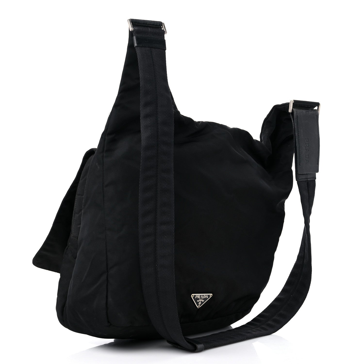 Prada Tessuto Nylon Saffiano Messenger Satchel Black 5 of 18
