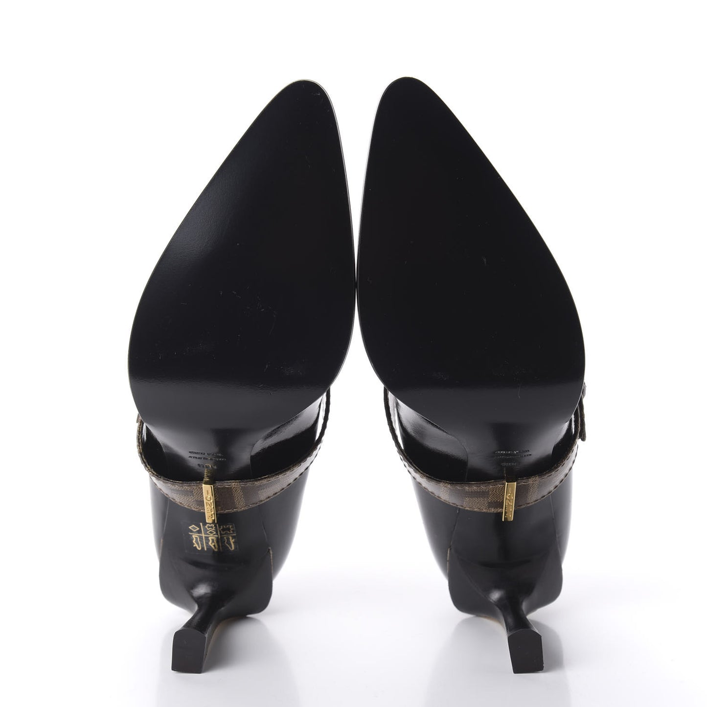 Glossy Neoprene Glazed Fabric FF FFrame Court Mary Jane Pumps 38.5 Black Tobacco Moro