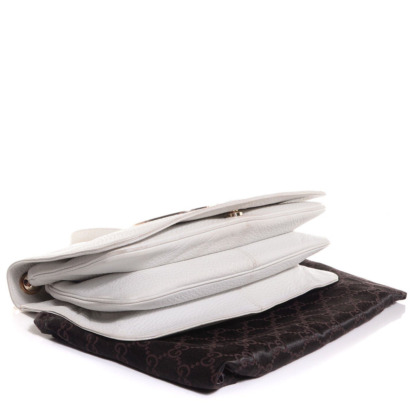 Pebbled Calfskin Web Blondie Flap White