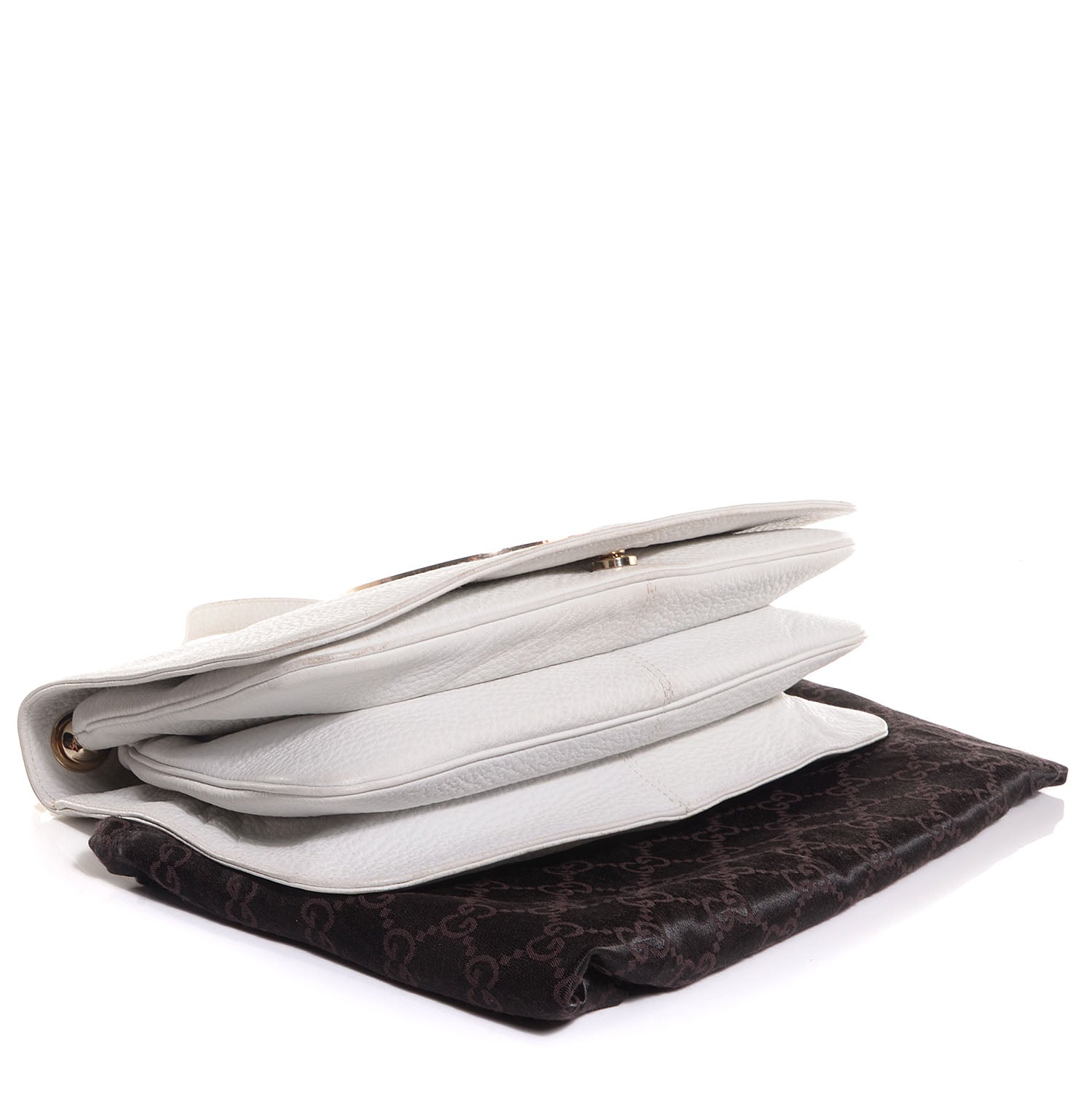 Gucci Pebbled Calfskin Web Blondie Flap White 4 of 7