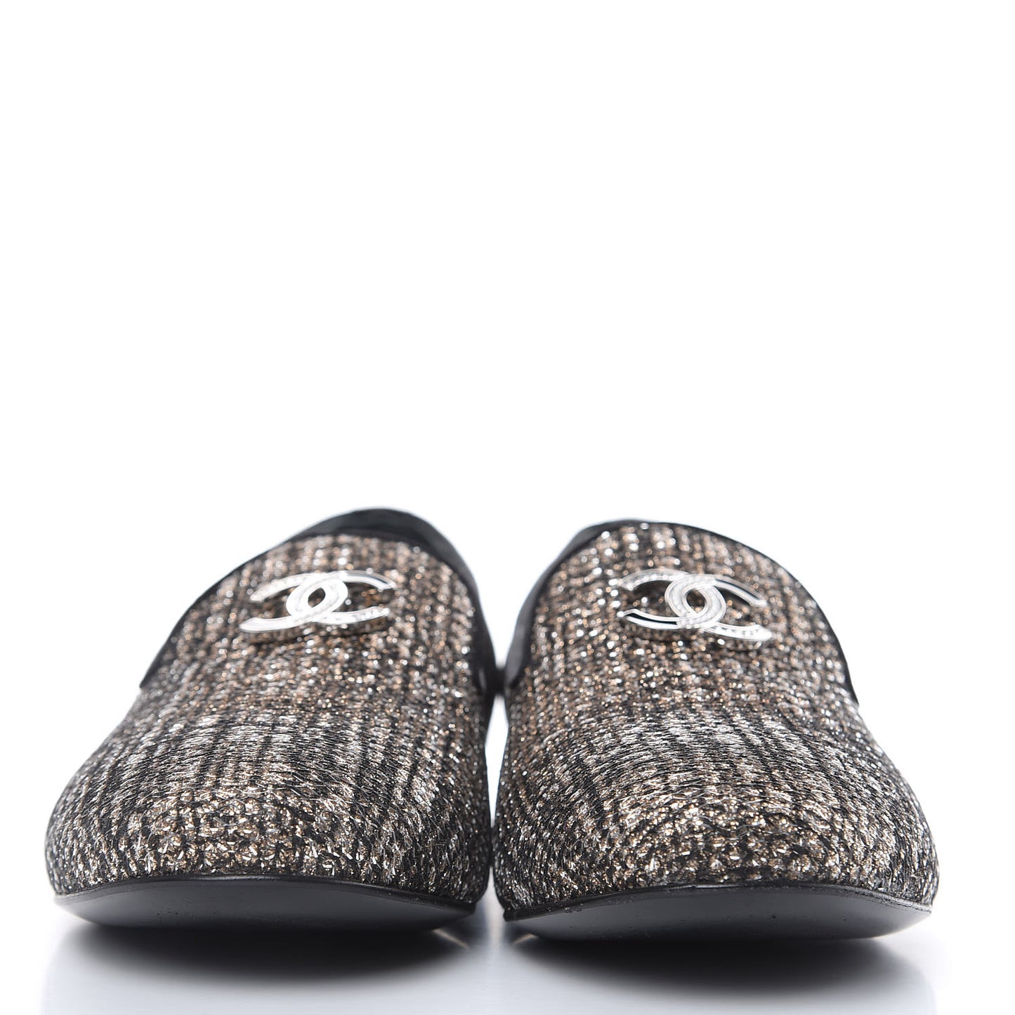 Fantasy Tweed CC Mocassin Loafers 38.5 Pink Black