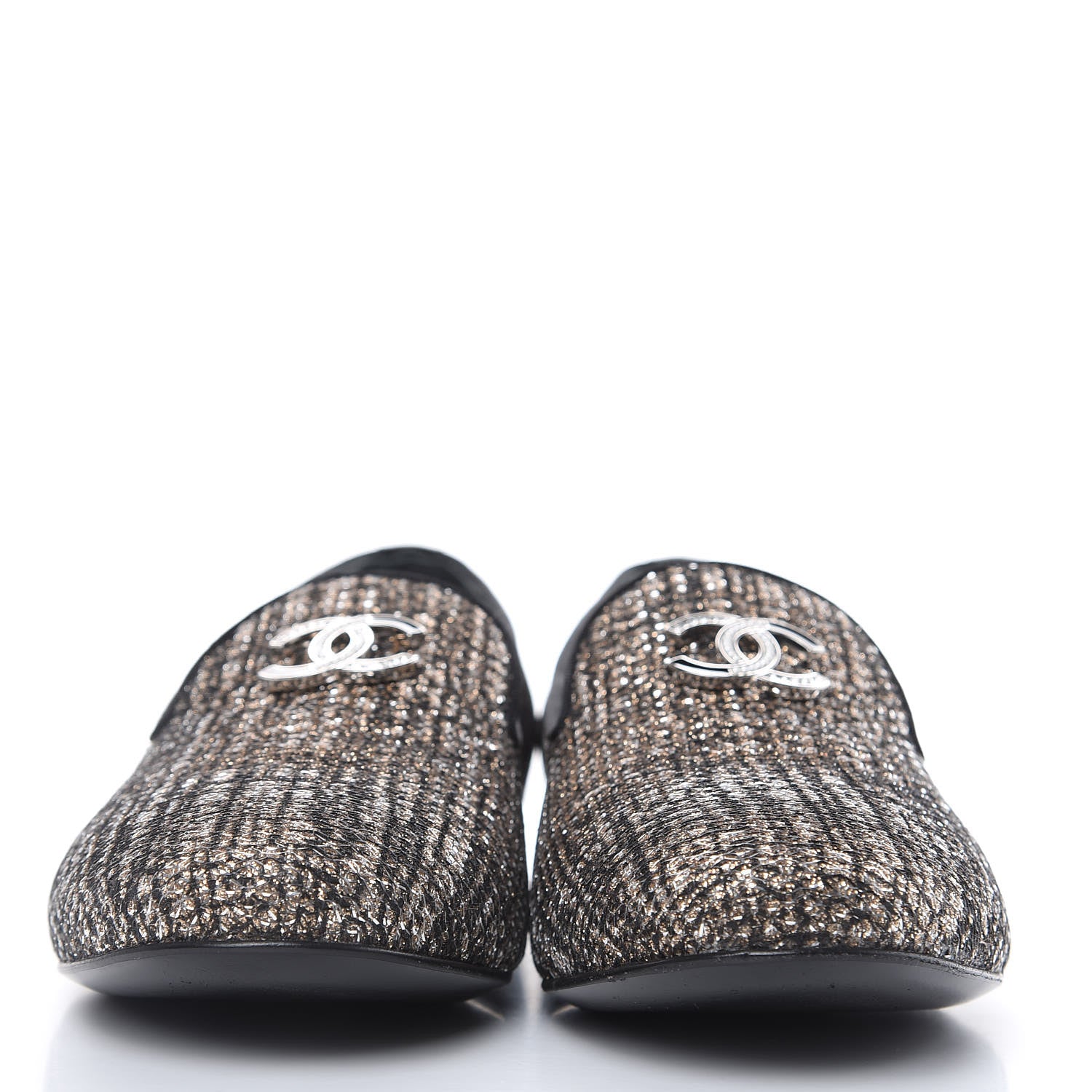 Chanel Fantasy Tweed CC Mocassin Loafers 38.5 Pink Black 2 of 11