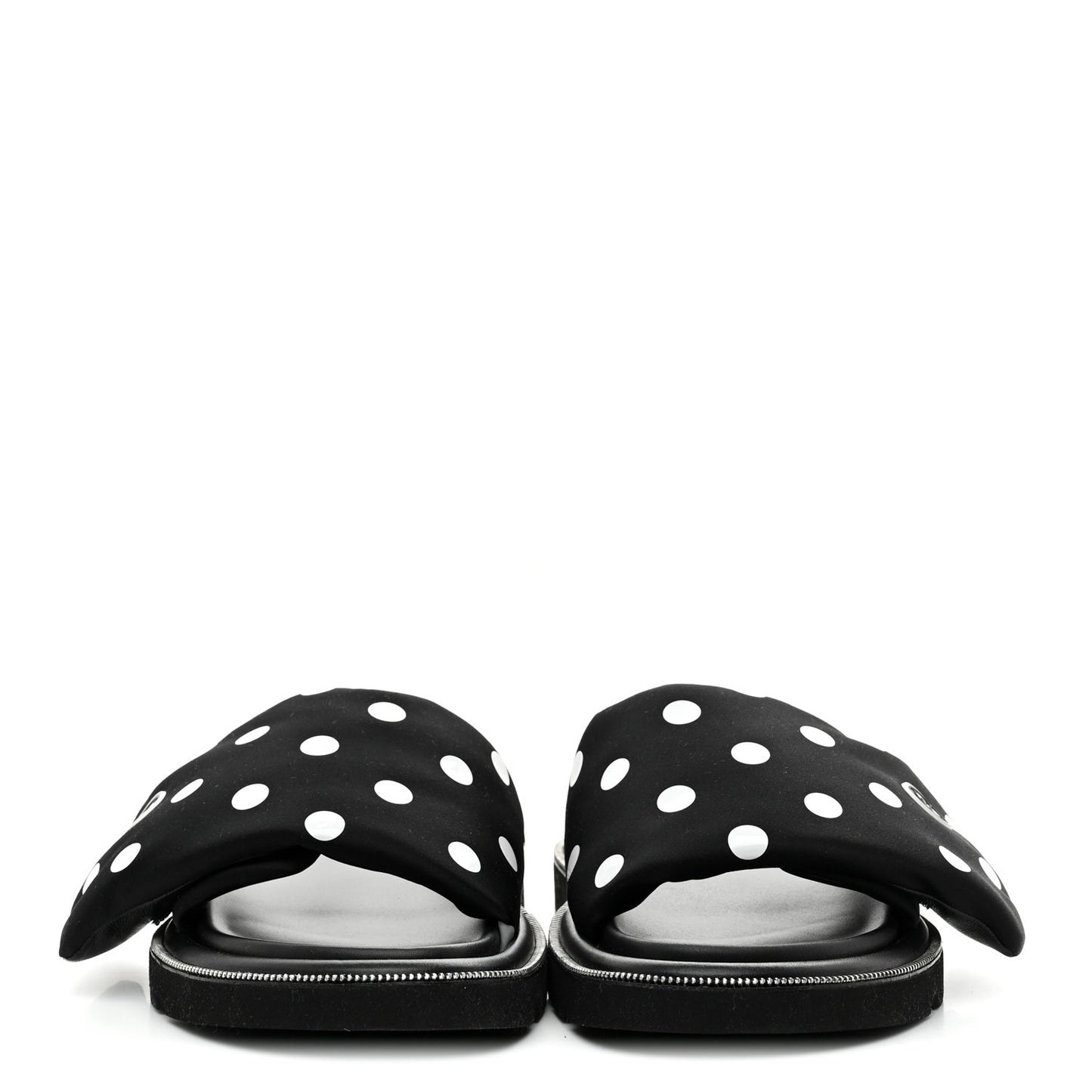 Satin Polka Dot Pool Pillow Flat Comfort Mule 41 Black White