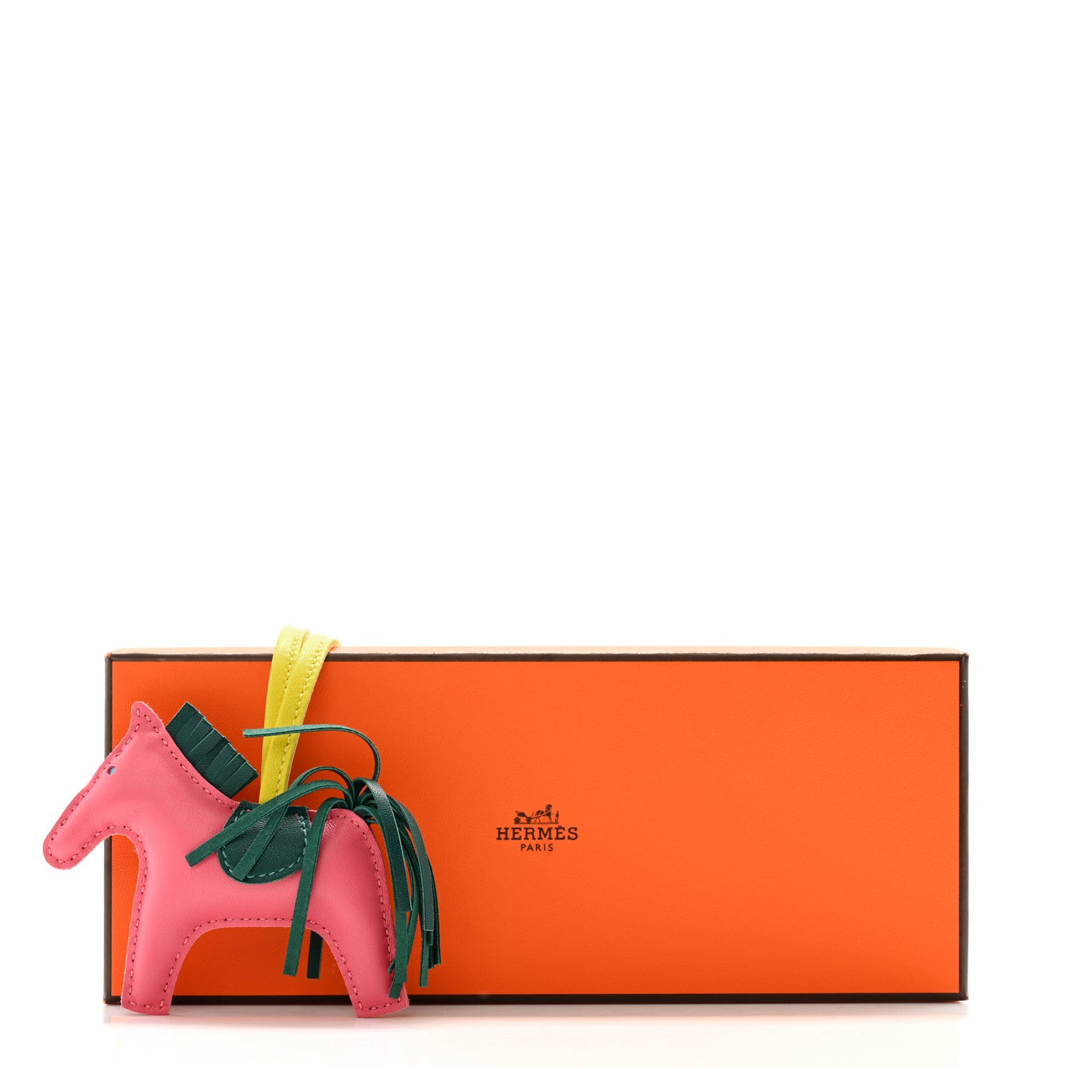 Hermes Milo Lambskin Grigri Rodeo Horse Bag Charm PM Rose Azalee Malachite Lime 5 of 5