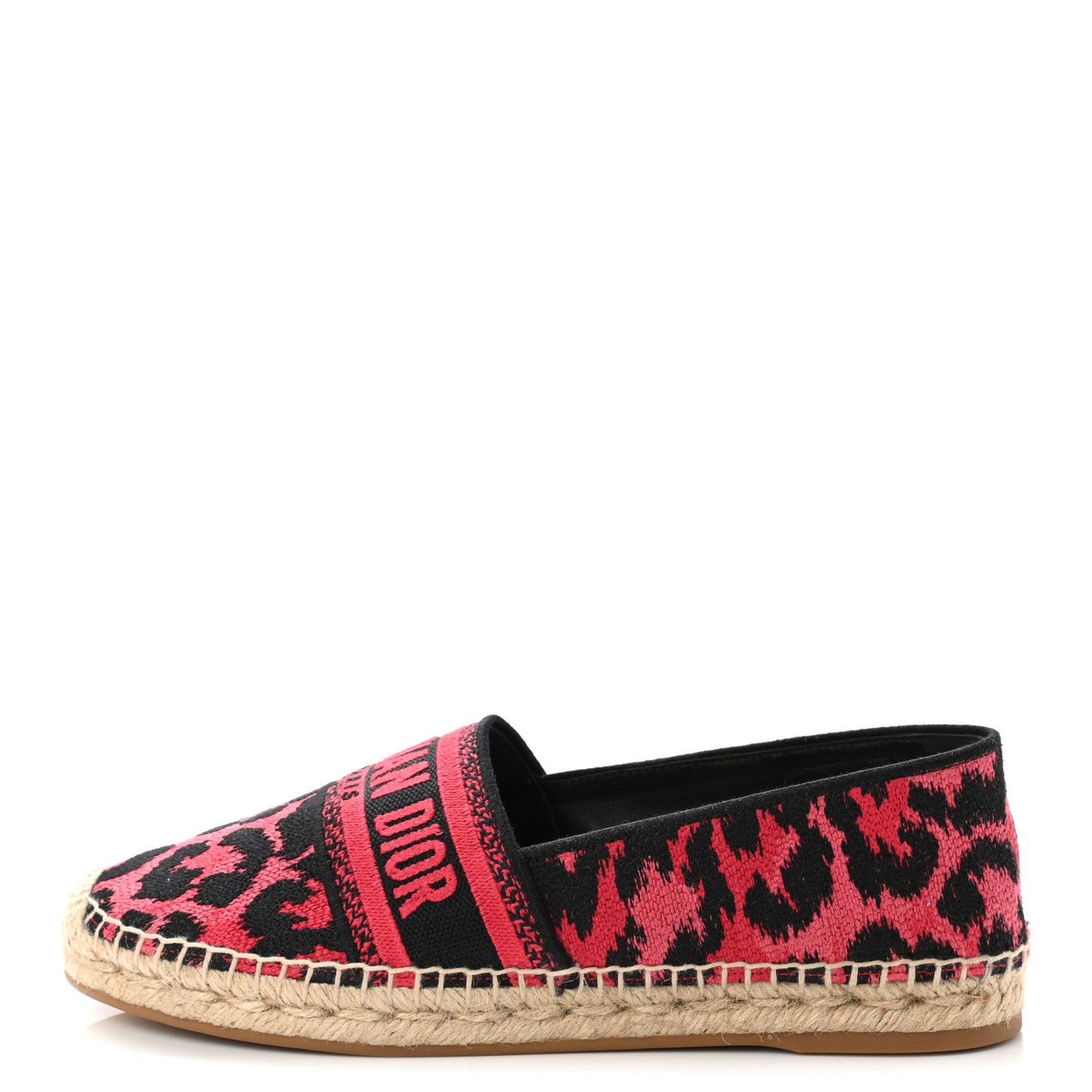 Cotton Embroidered Leopard Print Granville Espadrille 39 Framboise