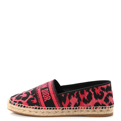 Christian Dior Cotton Embroidered Leopard Print Granville Espadrille 39 Framboise 1 of 8
