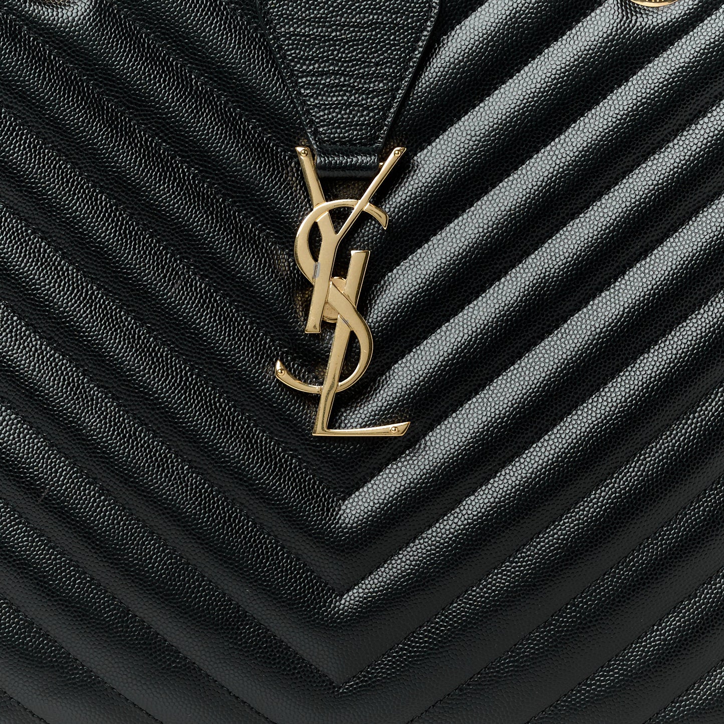 Grain De Poudre Matelasse Chevron Monogram Shopping Bag Black