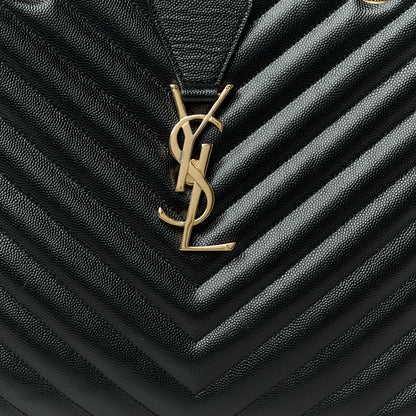 Saint Laurent Grain De Poudre Matelasse Chevron Monogram Shopping Bag Black 8 of 10