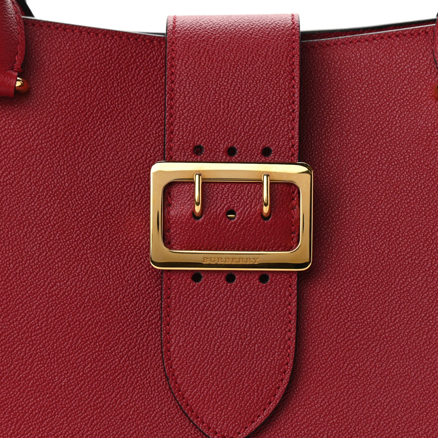 Burberry Soft Grain Calfskin Medium Buckle Tote Parade Red 8 of 12