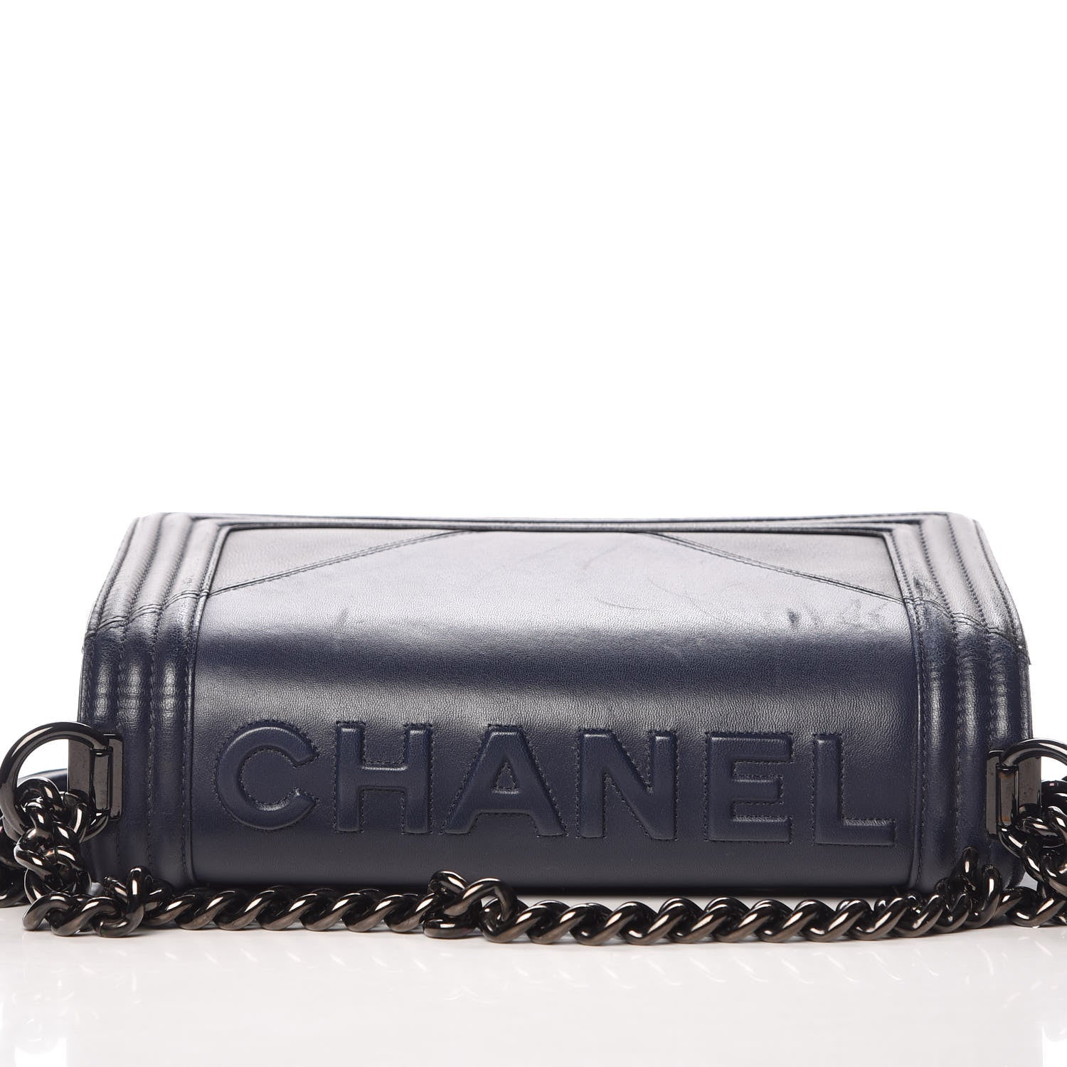 Chanel Calfskin Medium Bi-Color Boy Flap Black Dark Navy 13 of 14