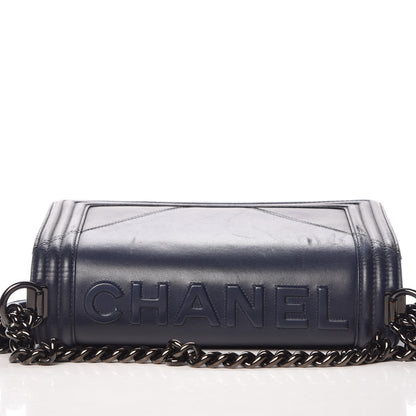 Chanel Calfskin Medium Bi-Color Boy Flap Black Dark Navy 13 of 14