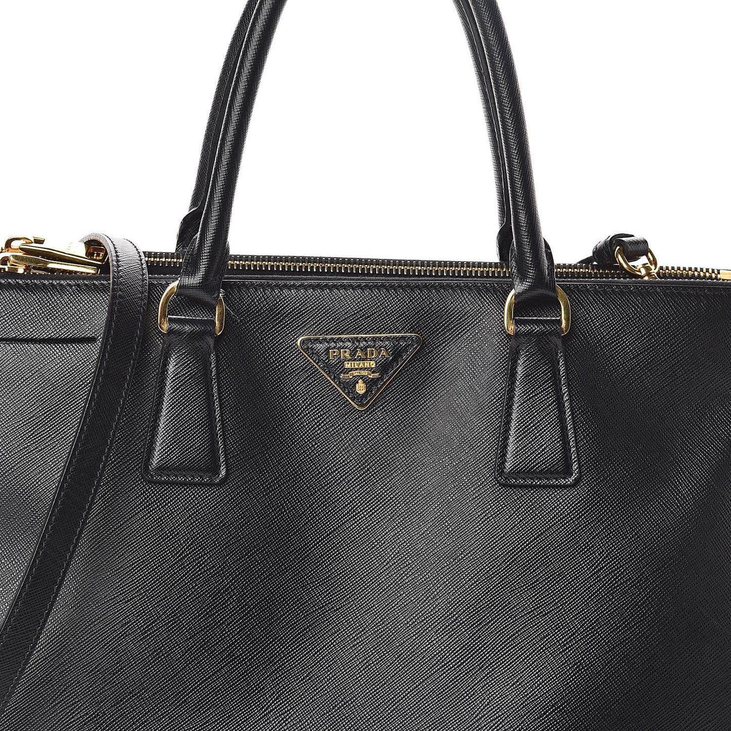 Saffiano Medium Galleria Double Zip Tote Black