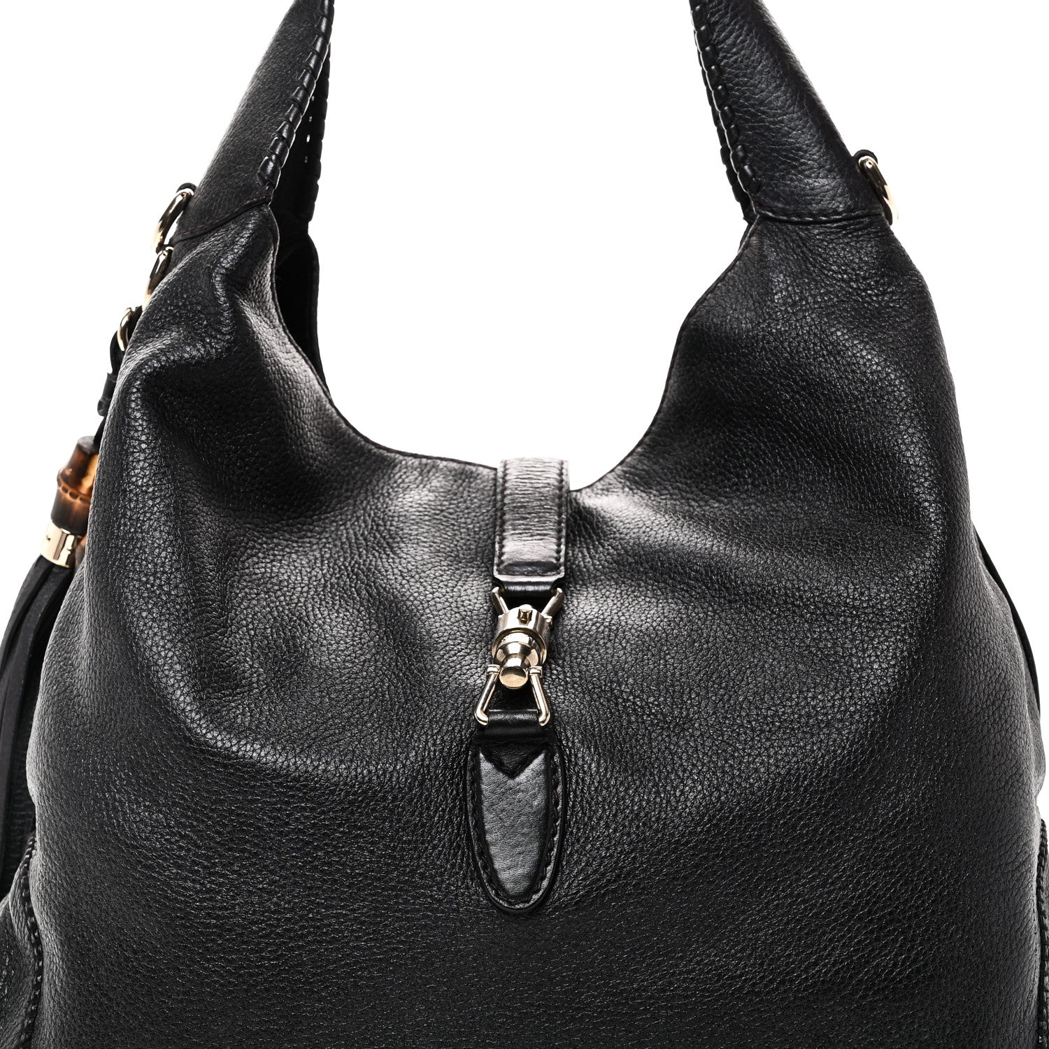 Gucci Pebbled Calfskin Medium New Jackie Shoulder Bag Black
