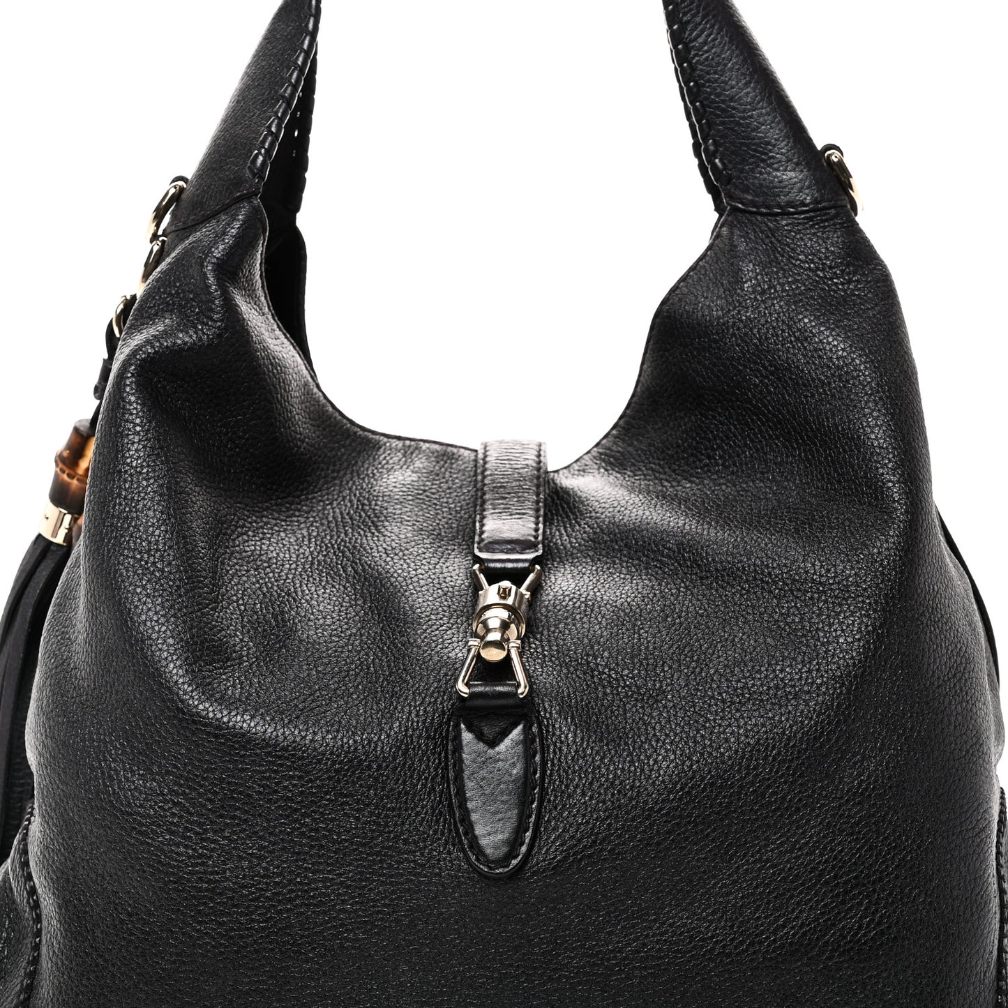 Pebbled Calfskin Medium New Jackie Shoulder Bag Black