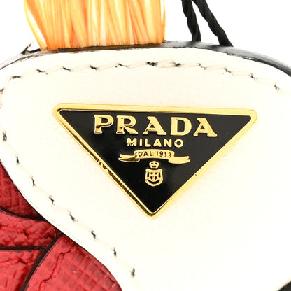 Prada Saffiano Calfskin Parrot Trick Keychain White 3 of 4