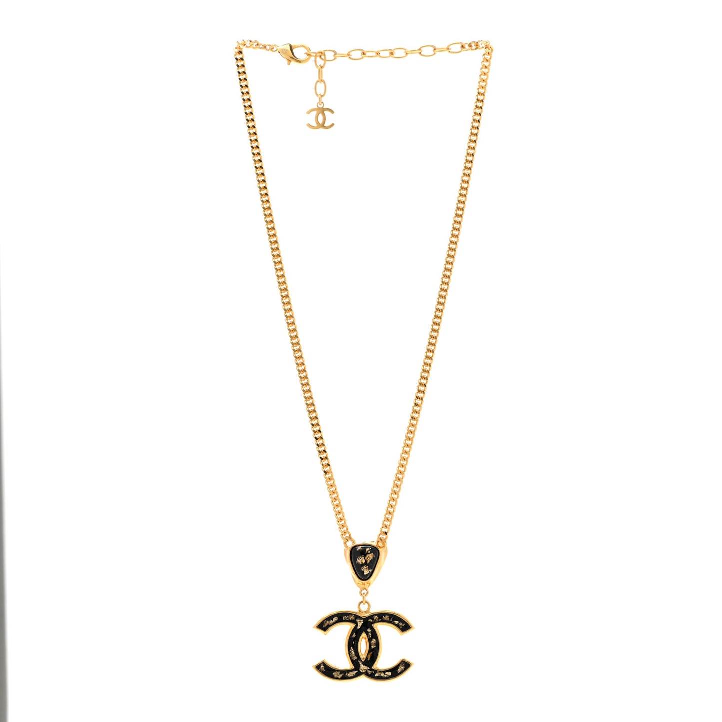 Resin CC Necklace Gold Black