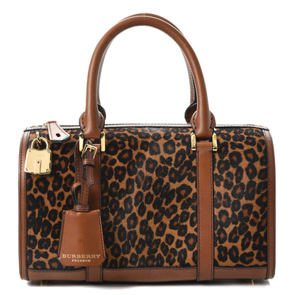 Burberry Leopard Ponyskin House Check Calfskin Boston Tan 1 of 13