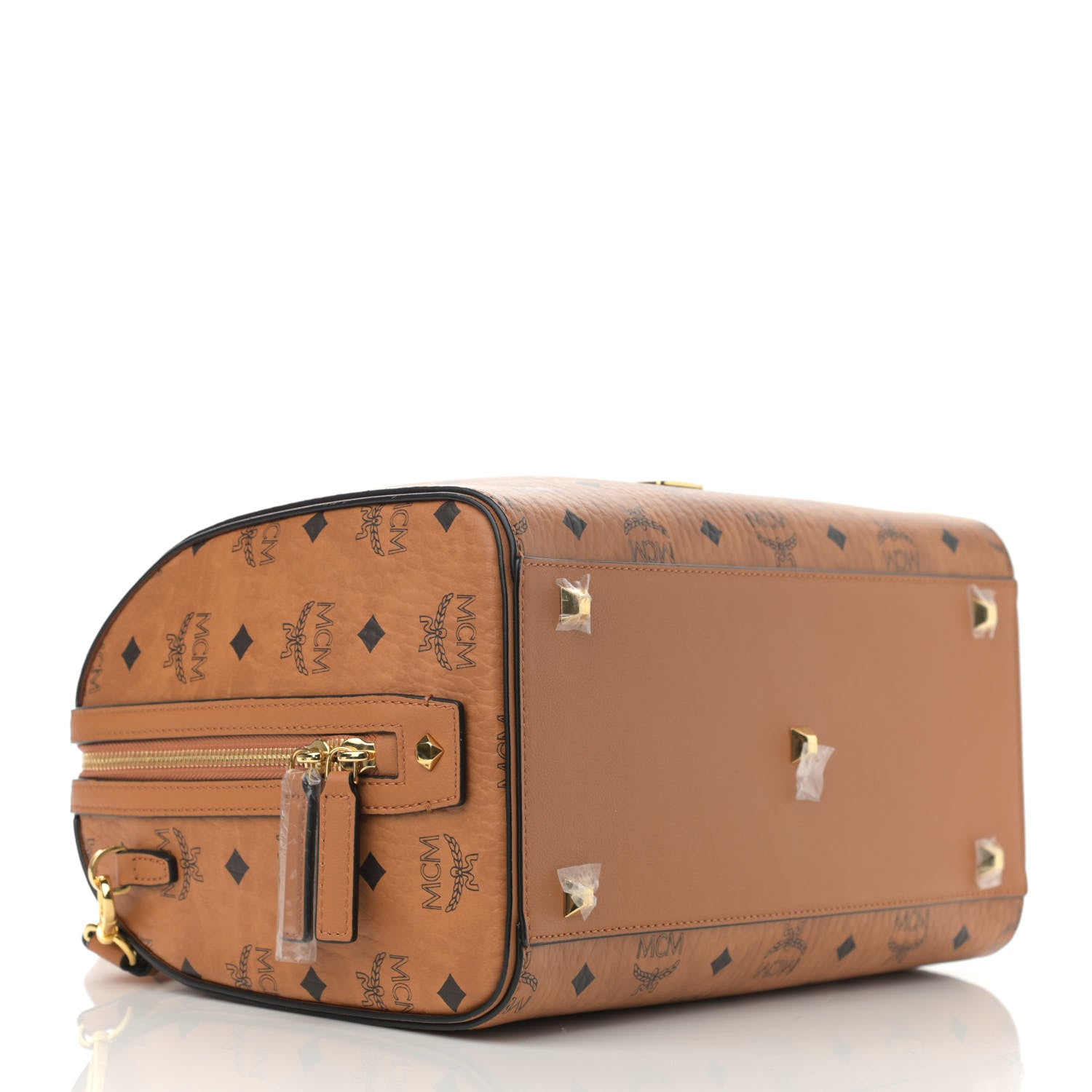 MCM Visetos Medium Boston Bag Cognac 3 of 11