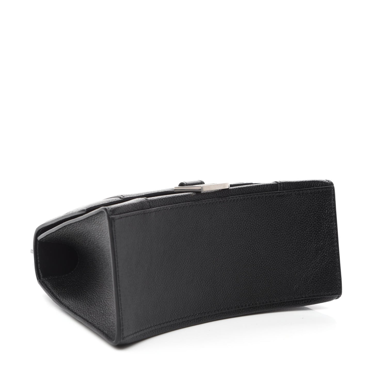 Grained Calfskin Small Hourglass Top Handle Bag Black