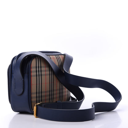 Burberry Smooth Calfskin 1983 Knight Check Link Camera Bag Navy 3 of 10