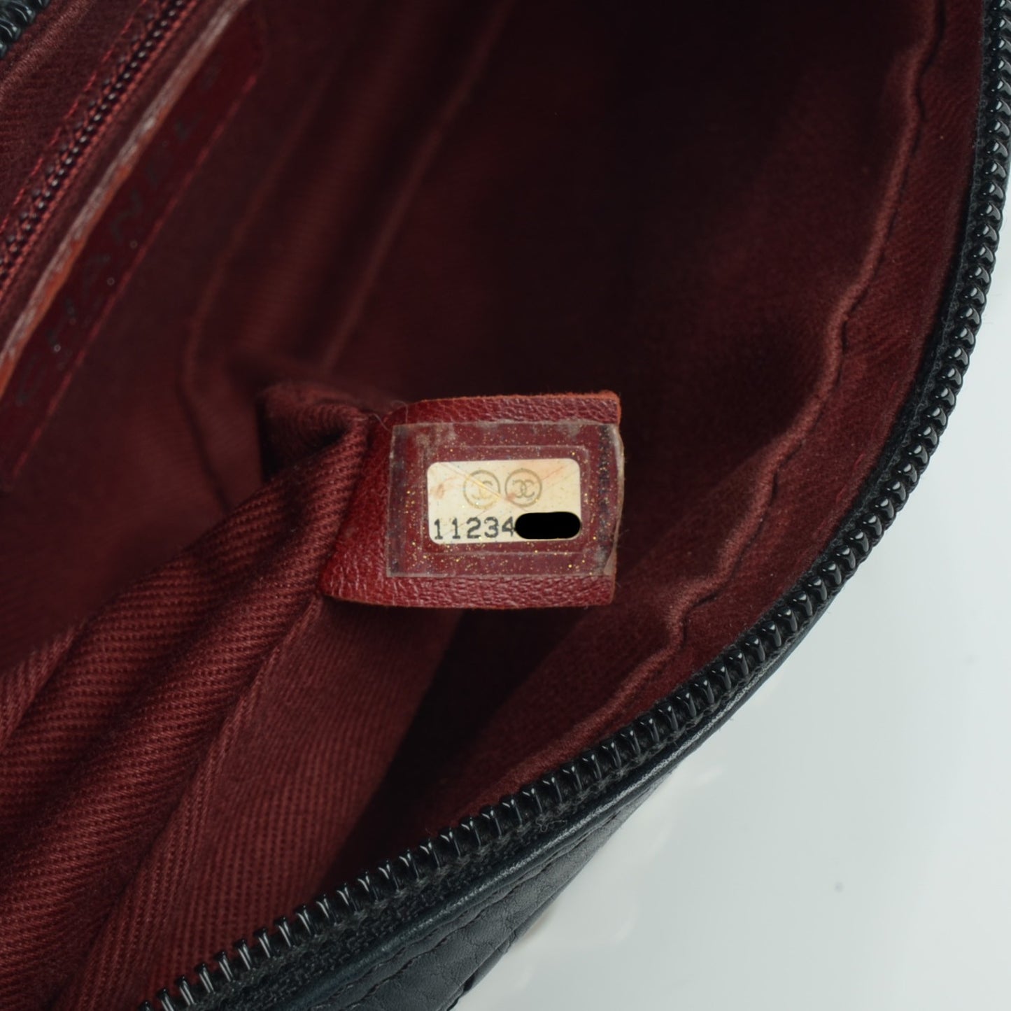 Aged Calfskin Quilted Cotton Club Pochette Black