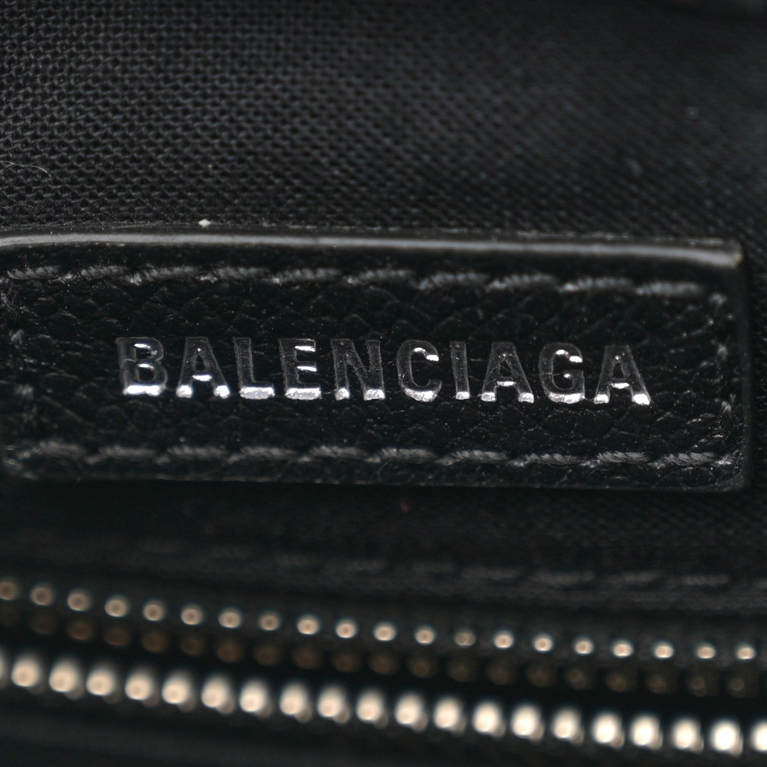 Balenciaga Shiny Calfskin Logo Crocodile Embossed North South Shopper Tote XXS Black White 6 of 10