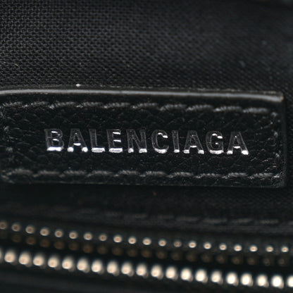Balenciaga Shiny Calfskin Logo Crocodile Embossed North South Shopper Tote XXS Black White 6 of 10