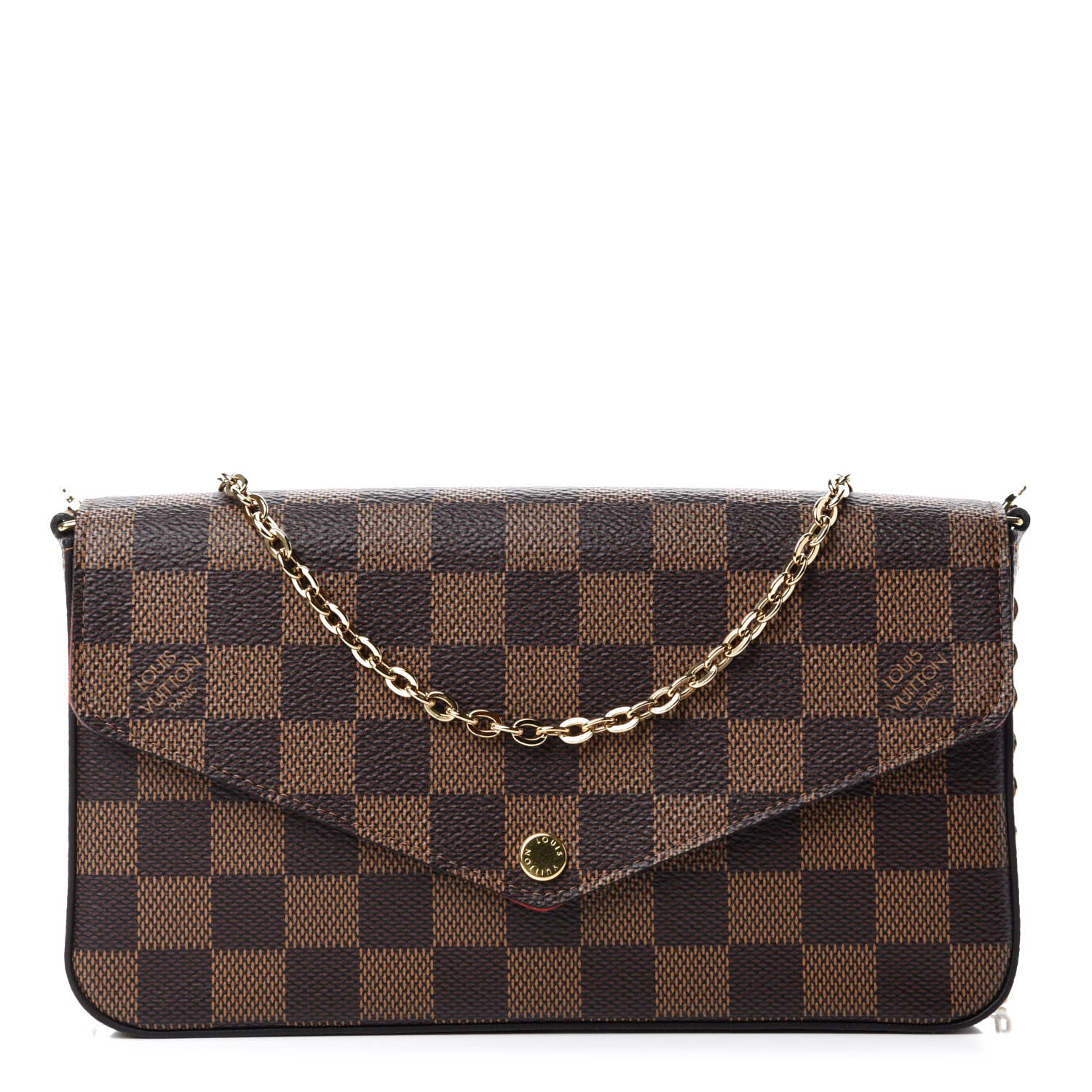 Louis Vuitton Damier Ebene Pochette Felicie Chain Wallet 1 of 10