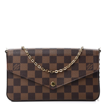 Louis Vuitton Damier Ebene Pochette Felicie Chain Wallet 1 of 10