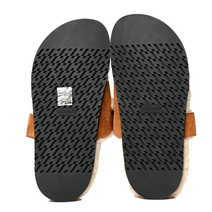 Hermes Suede Goatskin Woolskin Womens Chypre Sandals 35 Naturel Ecru 5 of 8