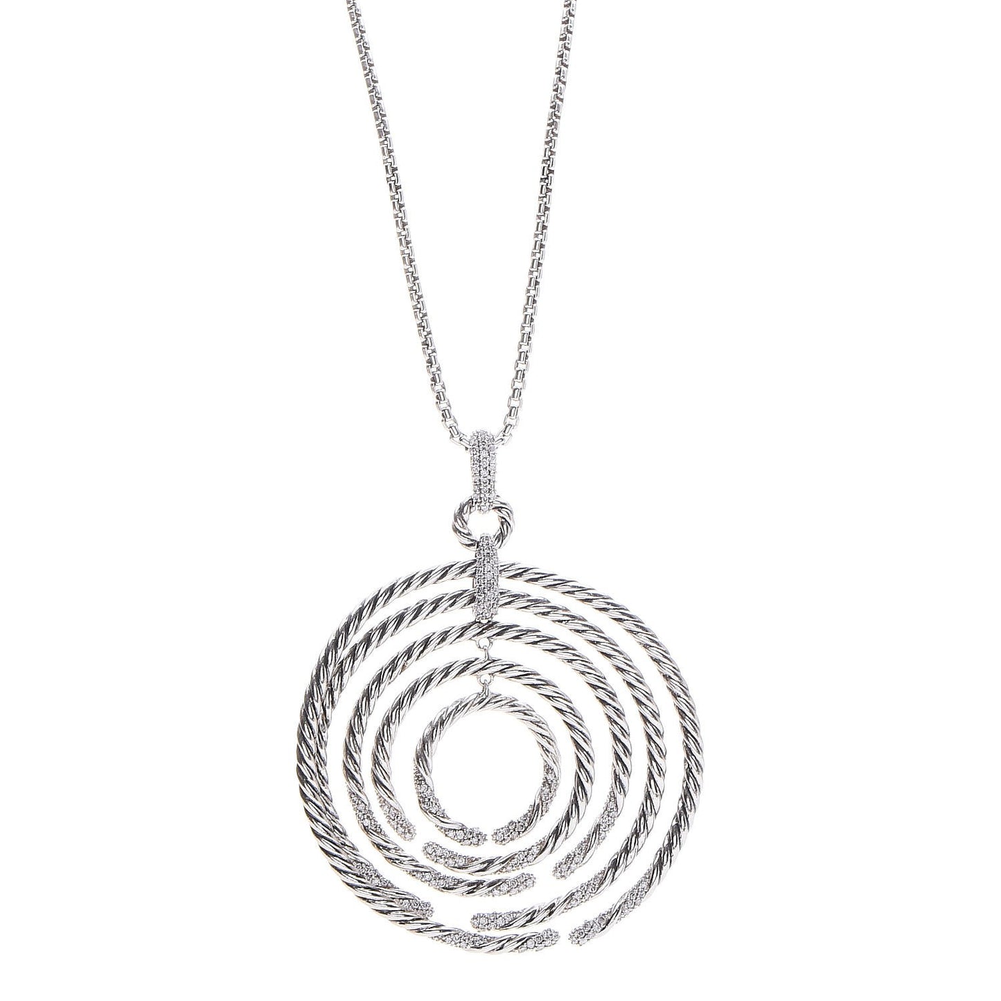 Sterling Silver Diamond Large Willow Pendant Necklace