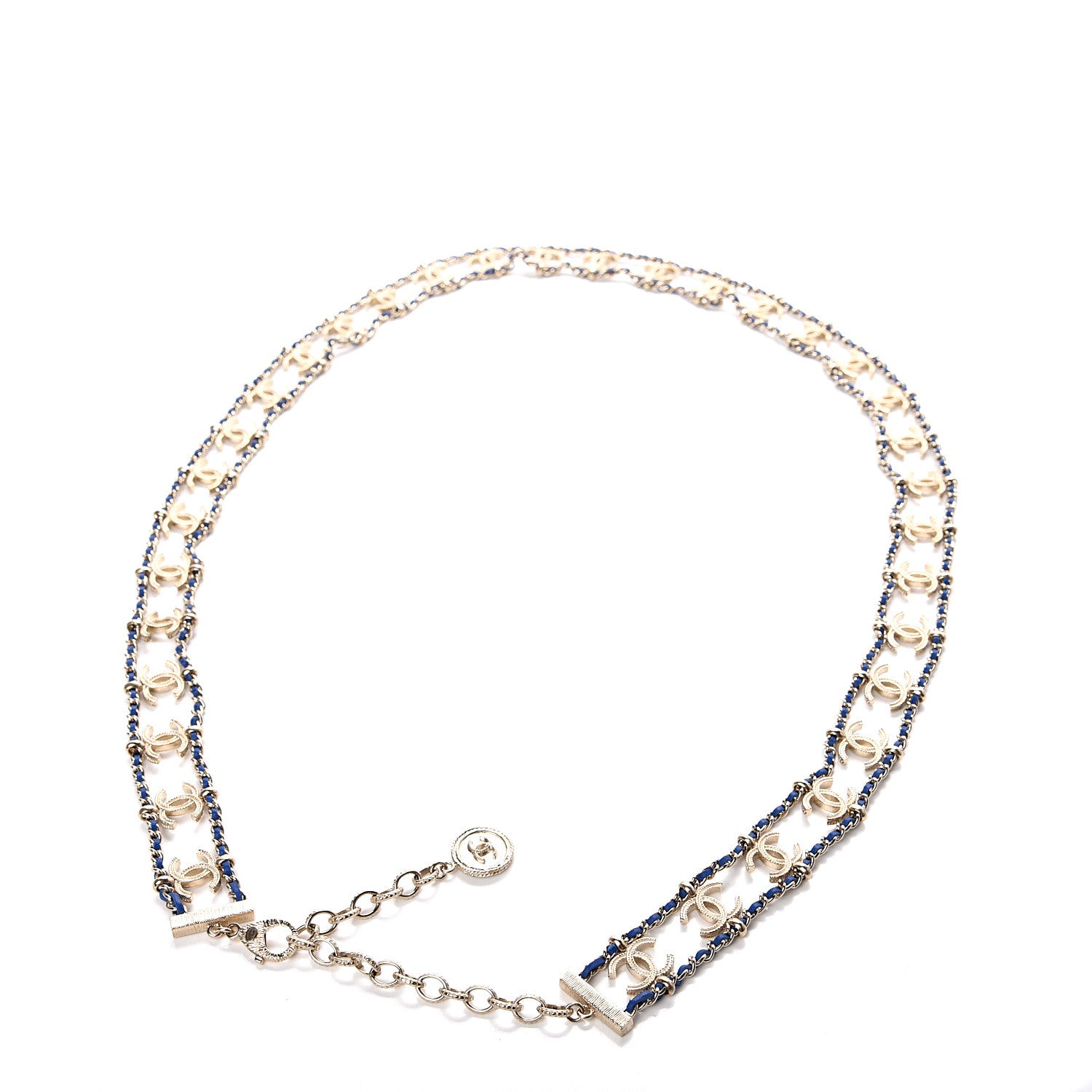 Chanel Calfskin CC Chain Fancy Belt 90 Gold Blue 2 of 4