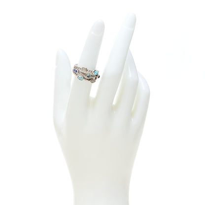 David Yurman Sterling Silver Diamond Iolite Blue Topaz Confetti 3 Row Ring 52 6 2 of 4