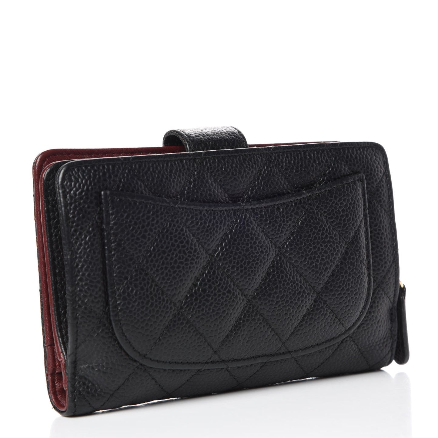 Caviar Quilted Zipped Pocket Wallet Black