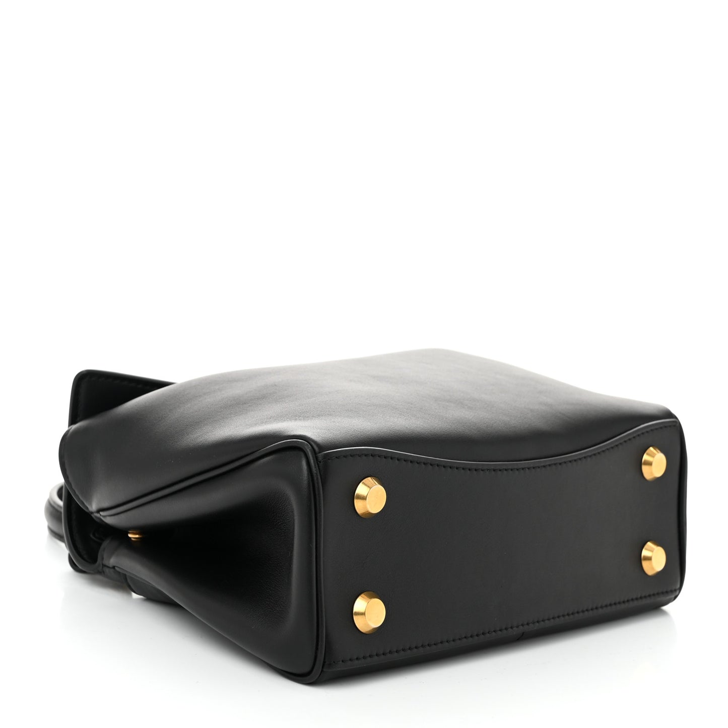 Natural Smooth Calfskin Mini Rodeo Top Handle Handbag Black