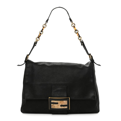 Fendi Vitello Savana Big Mama Baguette Black Tartaruga Natural 1 of 15