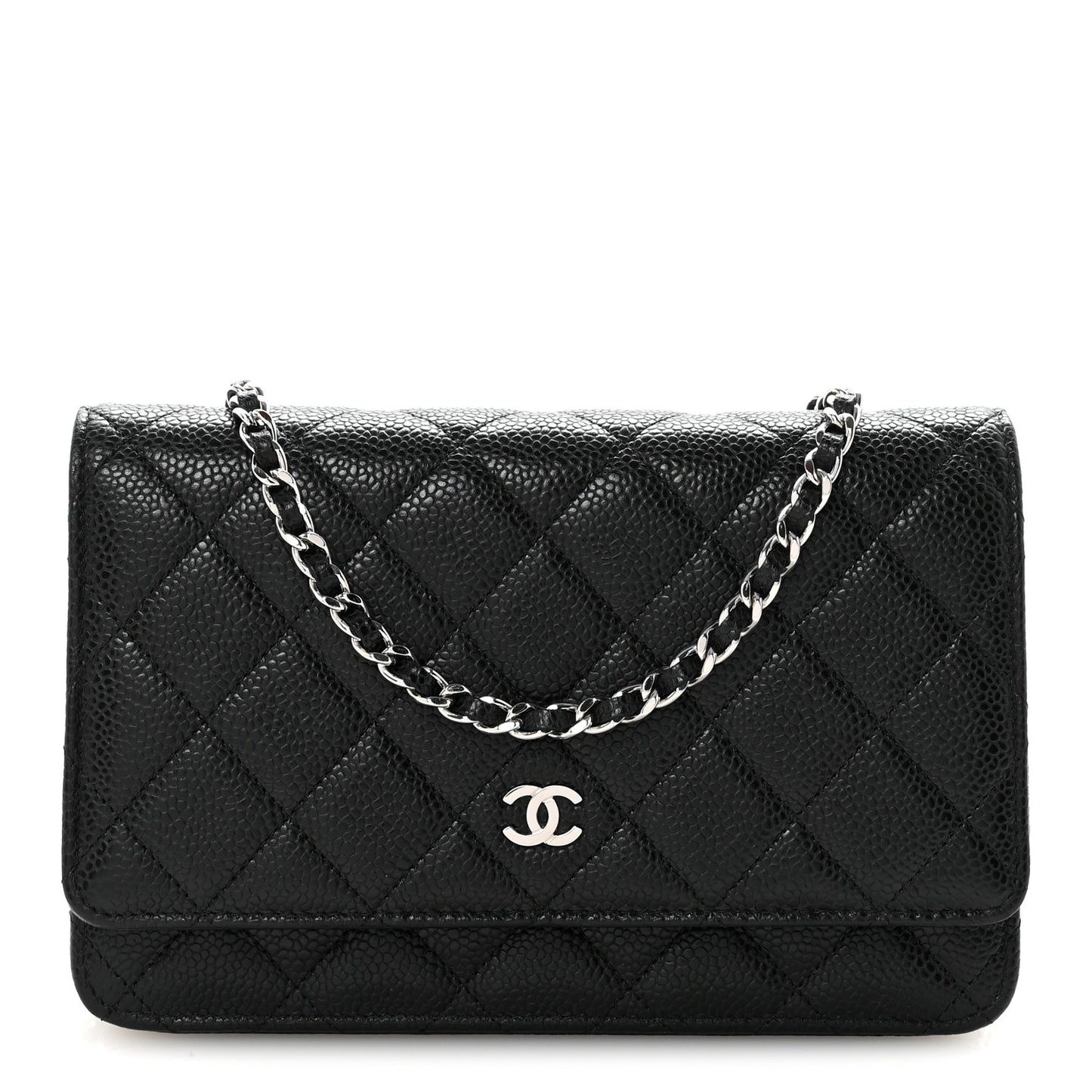 Caviar Quilted Wallet on Chain WOC Black