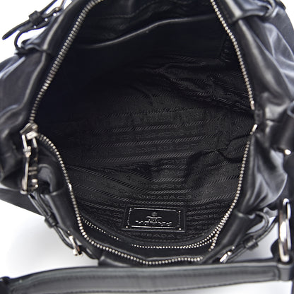 Prada Soft Calfskin Pleated Hobo Black 5 of 16