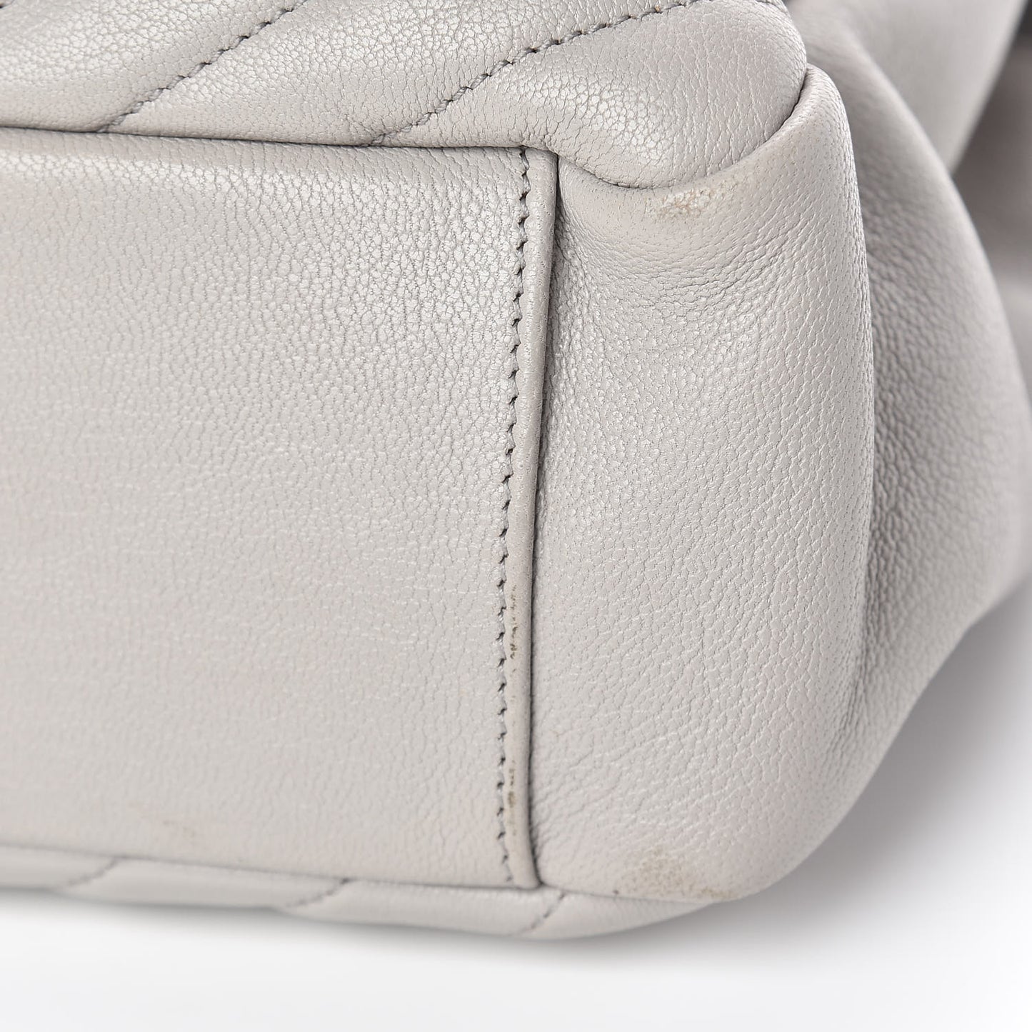 Sheepskin Matelasse Chevron Monogram Large College Satchel Light Grey