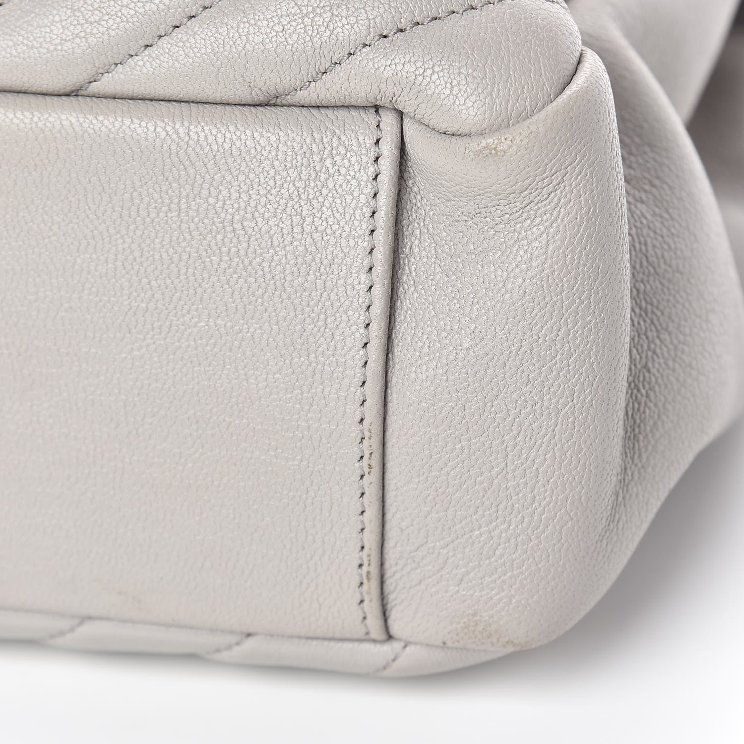 Saint Laurent Sheepskin Matelasse Chevron Monogram Large College Satchel Light Grey 11 of 12