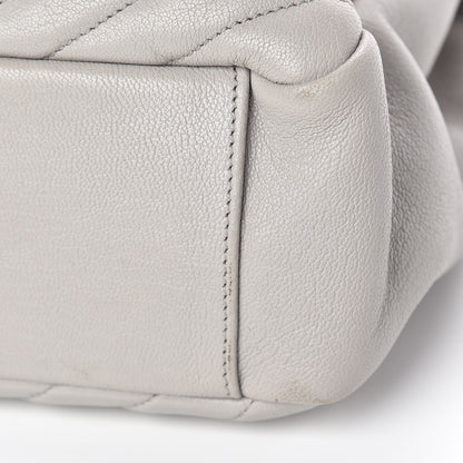 Saint Laurent Sheepskin Matelasse Chevron Monogram Large College Satchel Light Grey 11 of 12