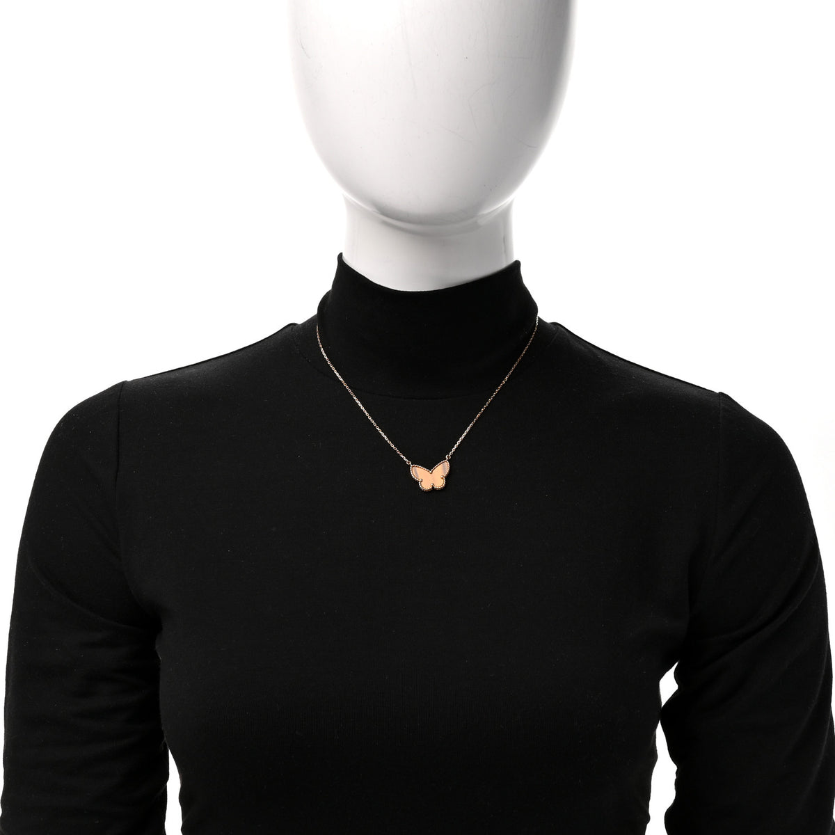 Van Cleef & Arpels 18k Yellow Gold Tiger Eye Lucky Alhambra Butterfly Pendant Necklace 2 of 5