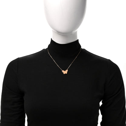Van Cleef & Arpels 18k Yellow Gold Tiger Eye Lucky Alhambra Butterfly Pendant Necklace 2 of 5